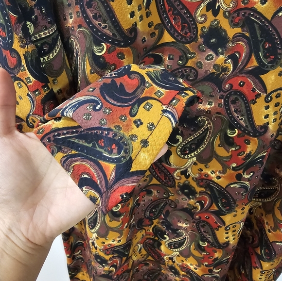 VTG | 70s style Earth Tone Paisley Tunic Blouse Duster Kimono - Picture 5 of 5